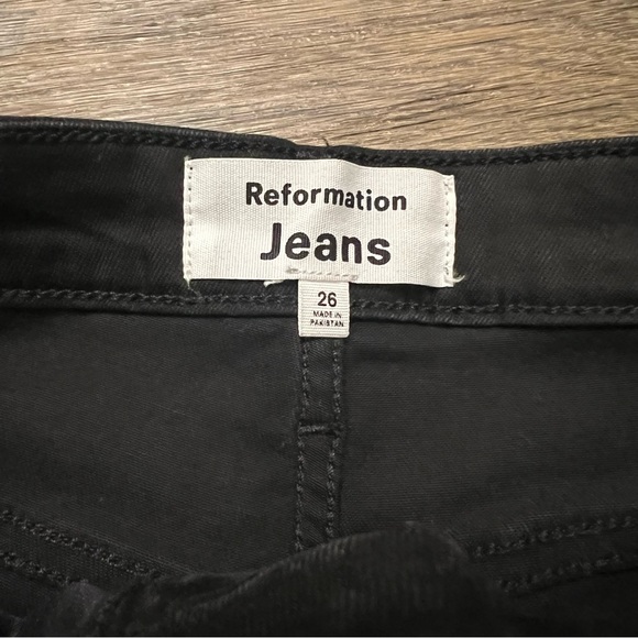 Reformation Wynn Ultra High Rise Slim Straight Jeans Black Size 26 - Picture 7 of 10